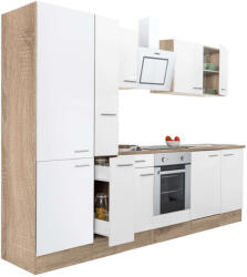 Leziter Yorki 300 konyhablokk sonoma tölgy korpusz, selyemfényű fehér front alsó sütős elemmel polcos szekrénnyel (L300STFH-SUT-PSZ)