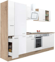 Leziter Yorki 310 konyhablokk sonoma tölgy korpusz, selyemfényű fehér front alsó sütős elemmel polcos szekrénnyel (L310STFH-SUT-PSZ)