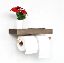 ASIR GROUP Vécépapír tartó polccal BORU 12x30 cm fenyő/réz AS1172 (AS1172)