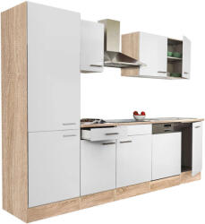 Leziter Yorki 280 konyhablokk sonoma tölgy korpusz, selyemfényű fehér fronttal polcos szekrénnyel (L280STFH-PSZ)