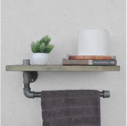ASIR GROUP Fali polc törölközőtartóval BORURAF 16x40 cm fenyő/fekete AS0718 (AS0718)