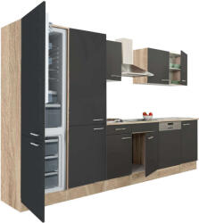 Leziter Yorki Konyhabútor - Sonoma Tölgy - Antracit - 340 cm - pepita - 316 240 Ft