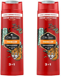 Old Spice Tiger Claw 3 az 1-ben tusfürdő és sampon férfiaknak (2x400 ml)