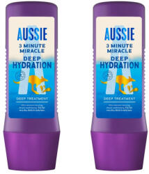 Aussie 3 Minute Miracle Deep Hydration Vegán Mélypakolás És Hajmaszk (2x225 ml)