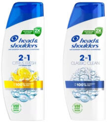 Head & Shoulders Classic Clean 2az1-ben korpásodás elleni sampon (330 ml) + Citrus Fresh 2az1-ben korpásodás elleni sampon zsíros hajra csomag (330 ml)
