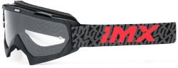 iMX Mud motocross szemüveg fekete-szürke-piros, átlátszó plexivel