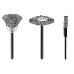 GRAPHITE Csapos kefe, acélsodrony: befejezőkefe, pohárkefe, kerékkefe, készlet 3 db (GRAPHITE-55H066)