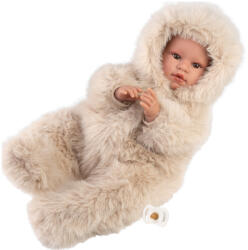 Llorens Llorens: Leo 45cm-es síró baba cumival krémszínű bársony bundában (74504L) - jatekshop