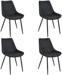 AKORD SJ. 0488 Bársony Étkezőszék Fekete Steppelt 4 darabos szett (4xCSJ-0488-BL)