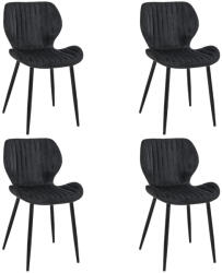 AKORD SJ. 17 Bársony Étkezőszék Fekete Steppelt 4 darabos szett (4xCSJ-17-BL)