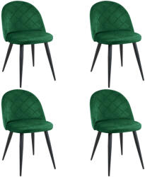 AKORD SJ. 077 Bársony Étkezőszék Palackzöld Steppelt 4 darabos szett (4xCSJ-077-BG)