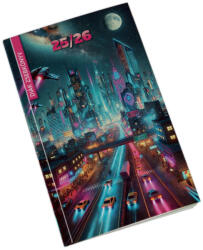  Diák zsebkönyv 125mmx205mm, fehér lapokkal 2025/2026 cyberpunk Realsystem