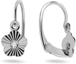 Heratis Forever Fülbevaló újszülött babának, gravírozott virágok cirkóniákkal, fehérarany, 9K IZ31551AHR