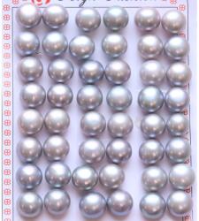  Perle de Cultura Gri Rondele Margele Pentru Cercei 11-12 x 11-12 x 7 mm - AAA - Jumatate Forat - 1 Pereche