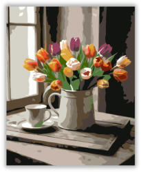  Színes Tulipánok Kancsóban - számfestő készlet