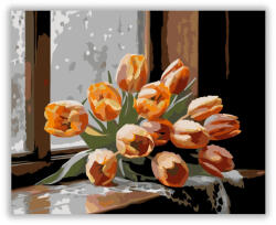 Számfestő Vizes Tulipáncsokor az Ablakpárkányon - számfestő készlet (crea5795)