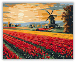  Napkelte a Tulipánmezőn Szélmalommal - számfestő készlet