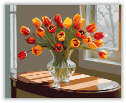  Narancs és Piros Tulipáncsokor - számfestő készlet