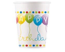 Parpírpohár 250ml 6db, Happy Birthday! , Streamers (LUFI285166)