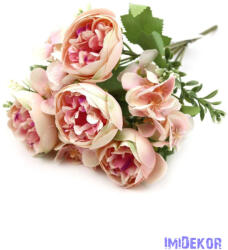 Vegyes ranunculus selyem csokor 31cm - Rózsaszín