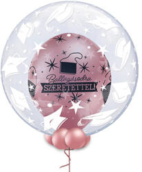  Ballagási Lufiban Lufi, Héliummal töltve, gallérral, 60cm, Chrome Pink belső lufival (LUFI326781)
