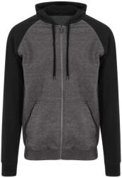 Just Hoods Uniszex kétszínű kapucnis cipzáros pulóver AWJH063, Charcoal Grey/Jet Black-L (awjh063ch-jbk-l)
