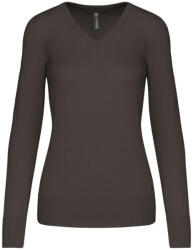 Kariban Női V-nyakú testhezálló pulóver, Kariban KA966, Dark Grey-M (ka966dg-m)