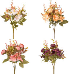 Valex Decor Peóniás selyemvirág csokor, 5 ágú, 29cm magas - 48db-os mix (LD008)