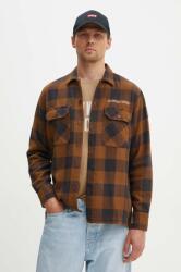 Universal Works pamut ing L/S Utility Shirt férfi, galléros, barna, regular, 29177 - barna L