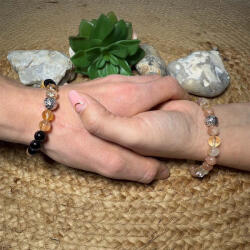  Citrin-Jáspis-Obszidián-Napkő ásvány SzerelemHíd páros karkötő 8mm