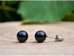  Fekete Achát ásvány Fülbevaló