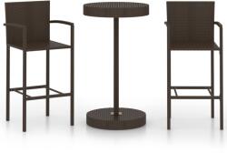 vidaXL Set mobilier de bar de grădină, 3 piese, maro, poliratan (3064768) - comfy