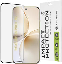 Techsuit - 111D Teljes fedés / Teljes ragasztás üveg / 3D ívelt kijelző - Realme 14 Pro+ - Fekete üvegfólia