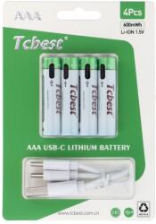 Tcbest tölthető elem R3 (AAA) 180 mAh Type C aljzattal + USB A - 4 x Type C kábel 4 db,