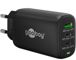 Goobay USB-A / 2x USB-C PD GaN 65W hálózati töltő fekete (65407) (65407)