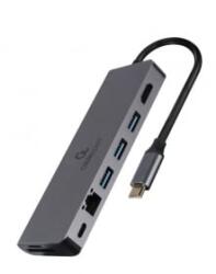 Gembird USB Type-C 5-in-1 Multi-Port adapter szürke (A-CM-COMBO5-05)