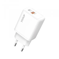 YOOUP 1x USB + 1x USB-C hálózati töltő 20W fehér (NC56-D) (NC56-D)