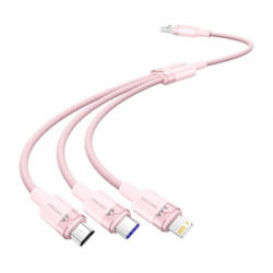 Vention USB 2.0 A - USB-C + Lightning + Micro USB kábel 1.5m rózsaszín (CTRPG)