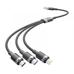 Vention USB 2.0 A - USB-C + Lightning + Micro USB kábel 1.5m fekete (CTRBG)