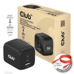 Club 3D 2xUSB Type-C, 1xUSB Type-A hálózati töltőállomás fekete (CAC-1913EU)