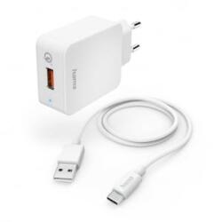 Hama USB-A hálózati töltő 19, 5W és USB-A - USB-C kábel fehér (00201626) (00201626)