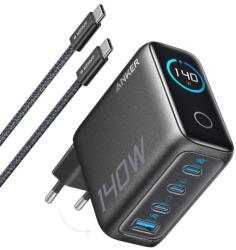 Anker Incarcator de retea Anker Zolo 140W Digital Display 3x USB-C 1x USB-A PD 3.1 cablu USB-C inclus Negru (B2697GZ1) - pcone