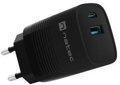 NATEC Ribera GaN 30W USB-A USB-C fekete (NUC-2141)