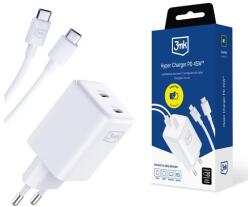 3mk Protection Hyper Charger PD 45W Fehér + 2 USB-C/C Kábel (5903108561969)