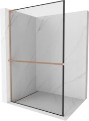 Mexen Kioto+ L, Walk-In zuhanyparaván polccal és akasztóval 60 x 200 cm, 8 mm átlátszó üveg fekete mintás, réz matt profil, 800-060-123-65-70 (800-060-123-65-70)
