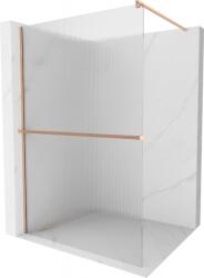 Mexen Kioto+, Walk-In zuhanyparaván polccal és akasztóval 120 x 200 cm, 8 mm-es üveg bordás mintával, réz matt profil, 800-120-121-65-09 (800-120-121-65-09)