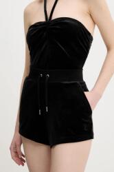 Juicy Couture bársony rövidnadrág EVE POCKET női, fekete, sima, közepes derékmagasságú, JCBHS224801 - fekete S