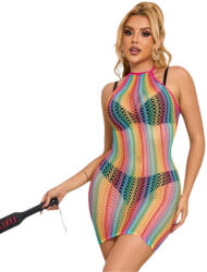 Subblime 952341 - rochie neagră din plasă cu guler, model curcubeu - S-L
