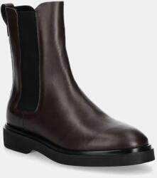 Calvin Klein bőr bokacsizma FLAT CHELSEA BOOT LTH barna, női, lapos talpú, HW0HW02180 - barna Női 37