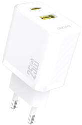 Dudao A26T GaN hálózati töltő adapter USB / USB-C 25W, fehér